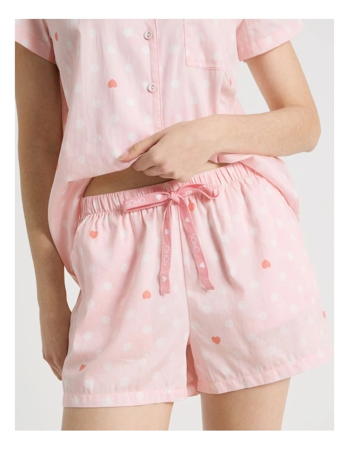 Cotton Sateen Short Sleeve Short Pant Gifting Pyjama Set in Pink Spot image 4