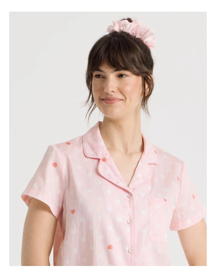 Cotton Sateen Short Sleeve Short Pant Gifting Pyjama Set in Pink Spot image 7
