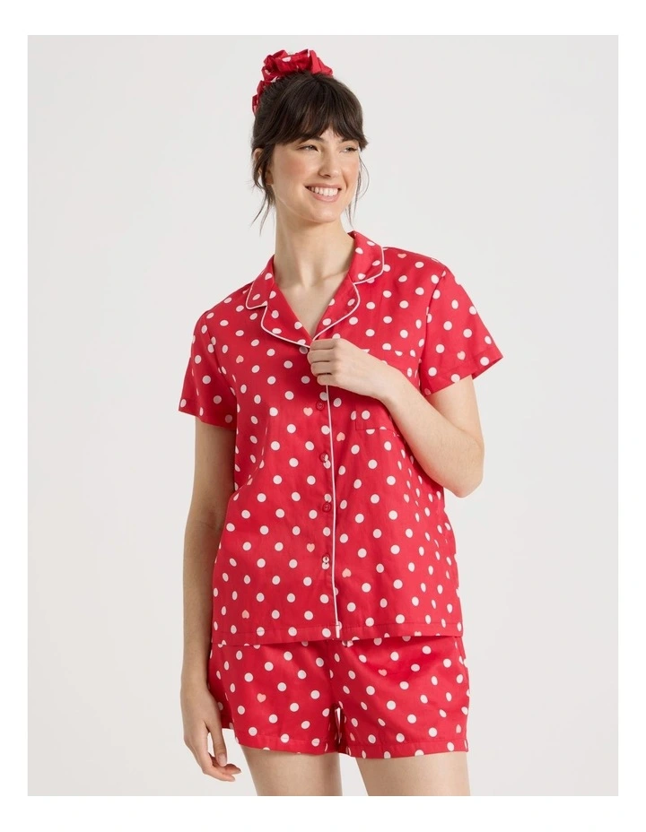 Cotton Sateen Short Sleeve Short Pant Gifting Pyjama Set in Red Spots image 1
