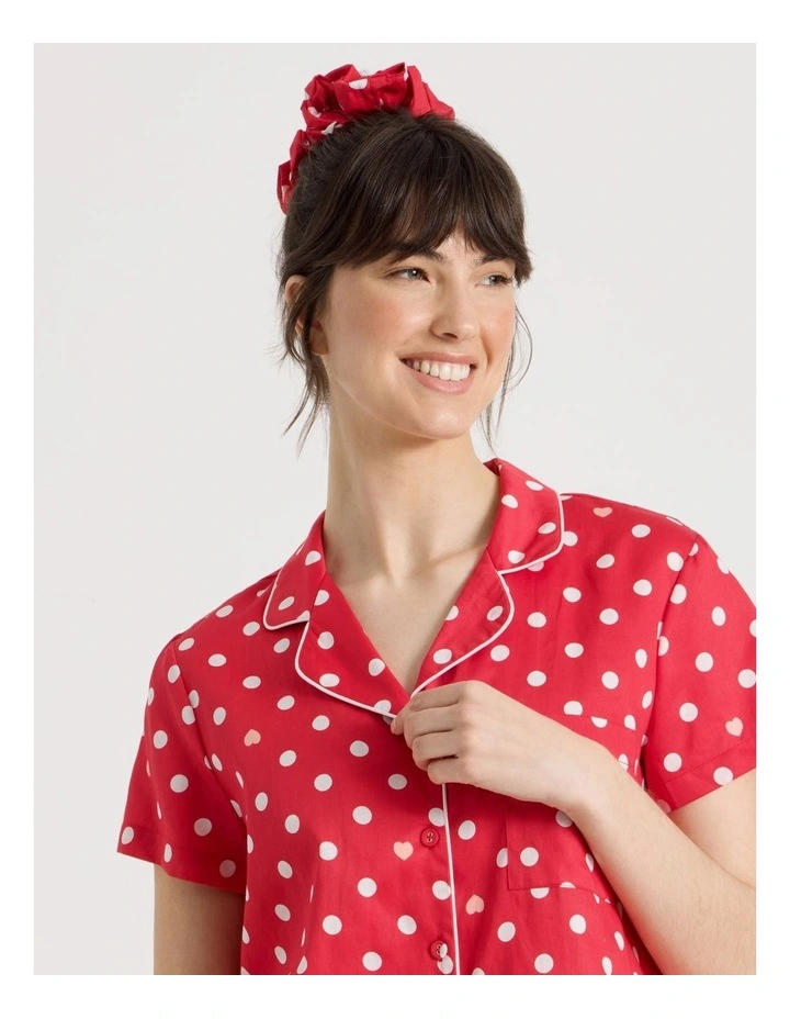 Cotton Sateen Short Sleeve Short Pant Gifting Pyjama Set in Red Spots image 4