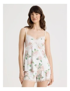Aurora Slinky Cami Boxer Set in White Hydrangea