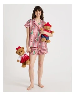 Charity Cotton Sateen Short Sleeve Pyjama Set in Charity Bear