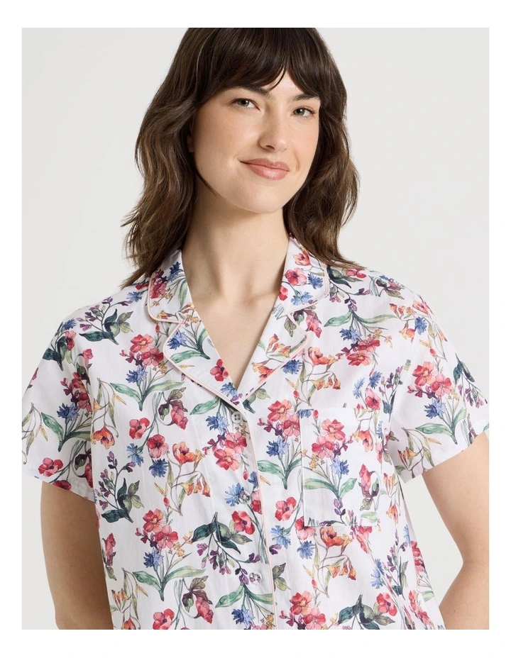 Cotton 3/4 Pant Pyjama Set in Watercolour Floral image 2