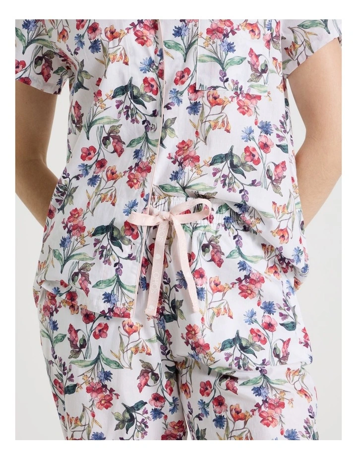 Cotton 3/4 Pant Pyjama Set in Watercolour Floral image 3