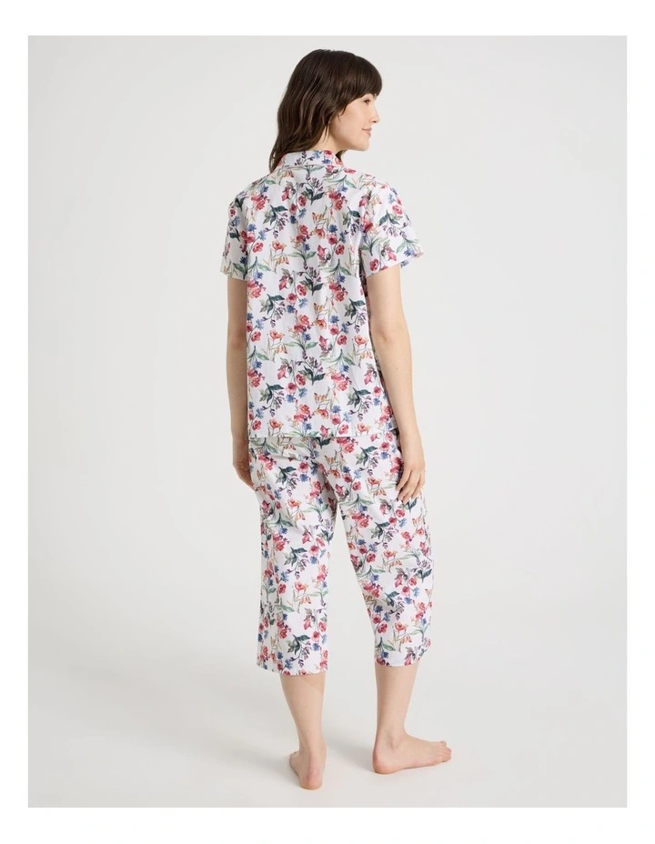 Cotton 3/4 Pant Pyjama Set in Watercolour Floral image 5