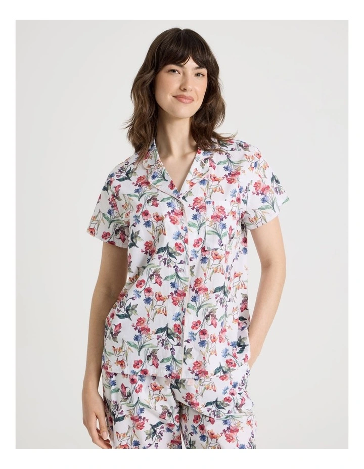 Cotton 3/4 Pant Pyjama Set in Watercolour Floral image 6