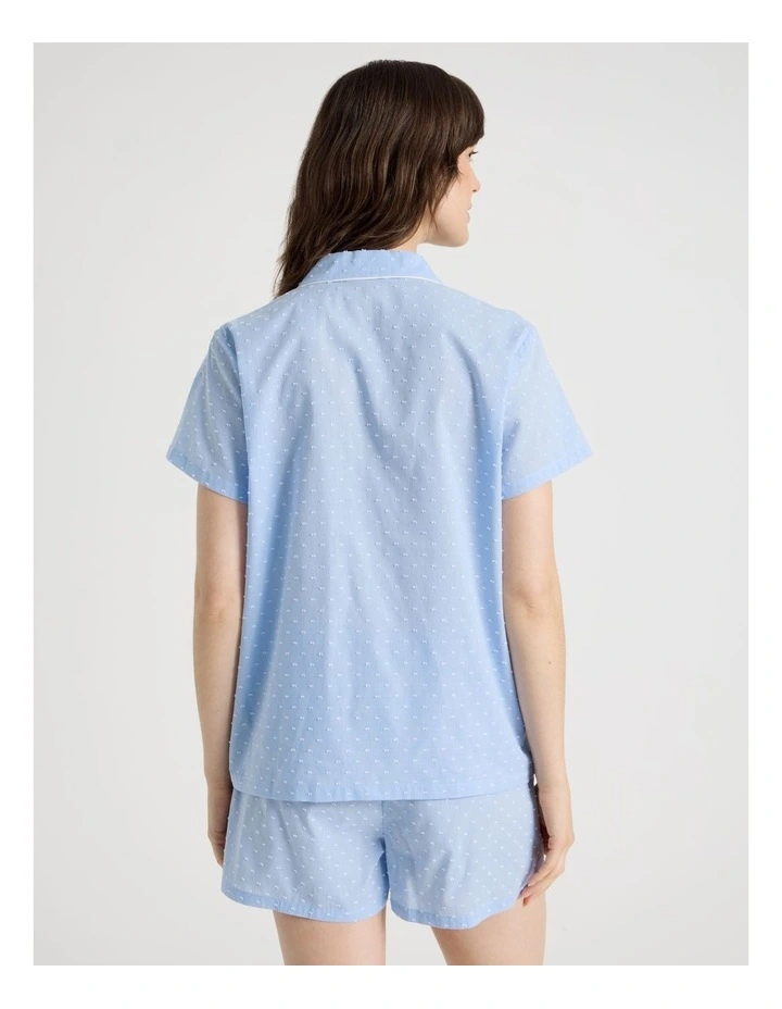 Cotton Woven Short Sleeve Short Pant Pyjama Set in Blue Clipdot image 6