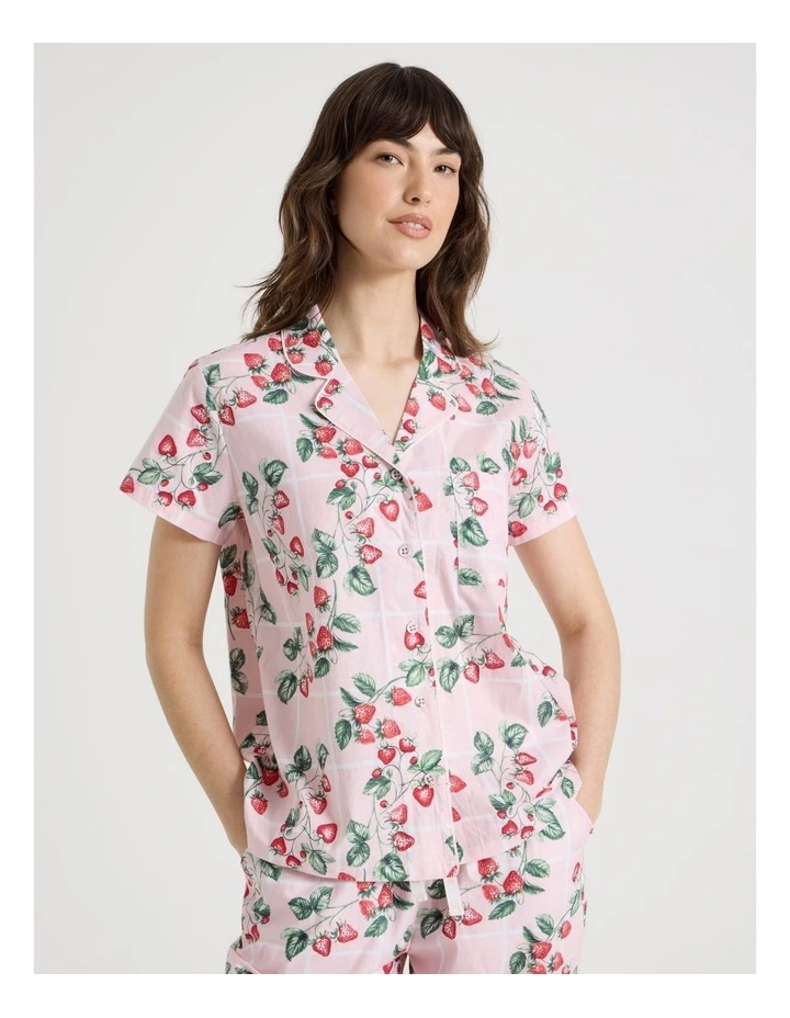 Cotton 3/4 Pyjama Set in Strawberries image 2