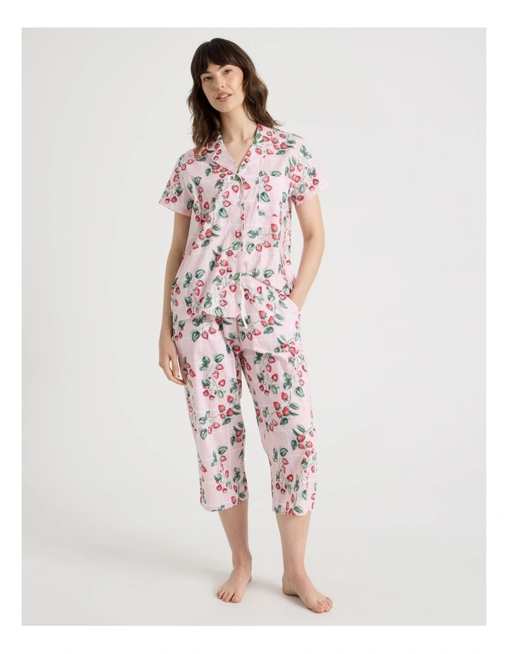 Cotton 3/4 Pyjama Set in Strawberries image 3