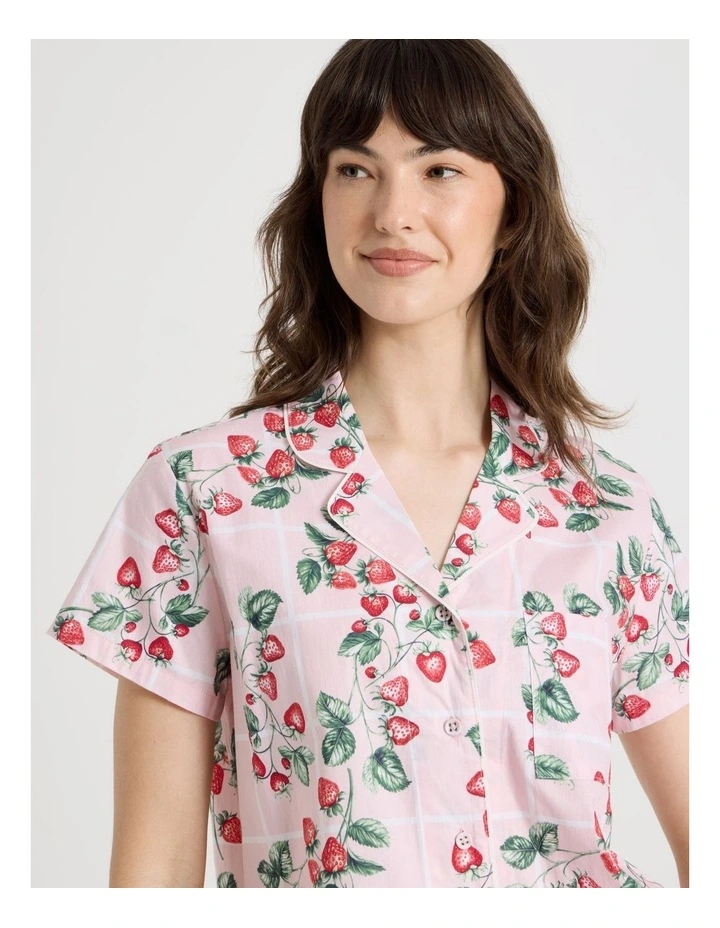 Cotton 3/4 Pyjama Set in Strawberries image 4