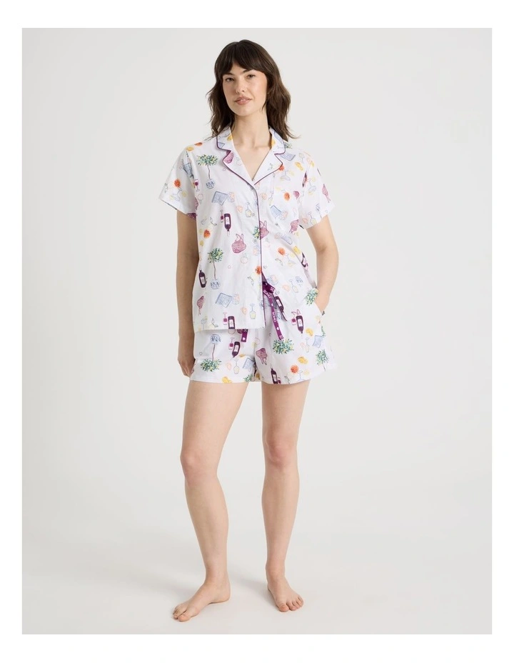 Cotton Woven Short Sleeve Short Pant Pyjama Set in Novelty Summer image 2