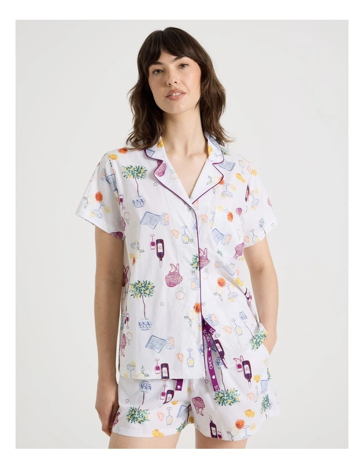 Cotton Woven Short Sleeve Short Pant Pyjama Set in Novelty Summer image 4