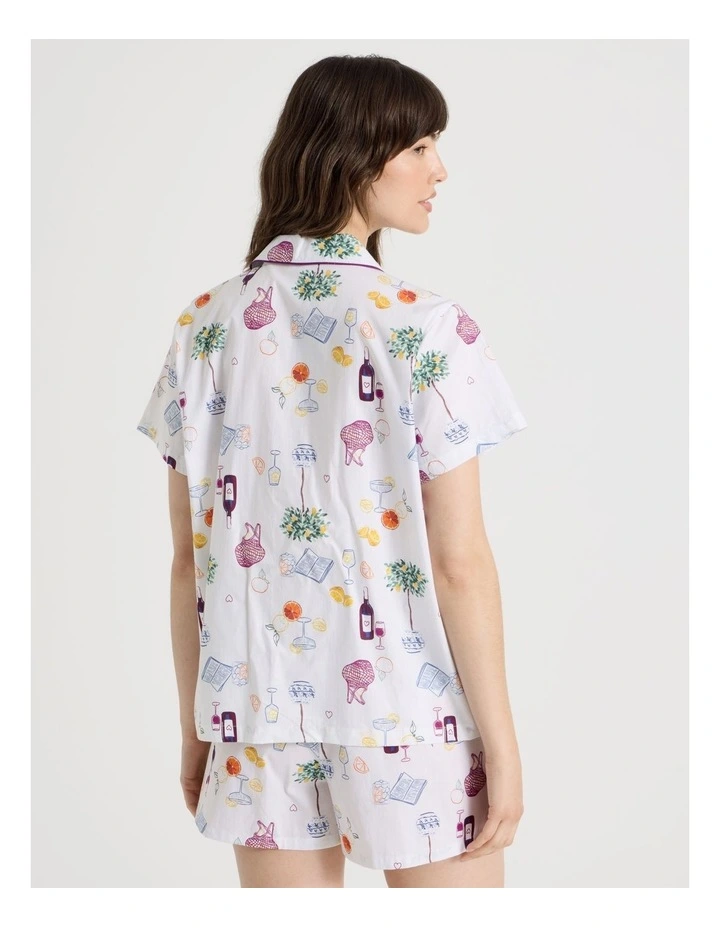 Cotton Woven Short Sleeve Short Pant Pyjama Set in Novelty Summer image 5