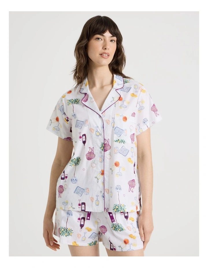 Cotton Woven Short Sleeve Short Pant Pyjama Set in Novelty Summer image 7