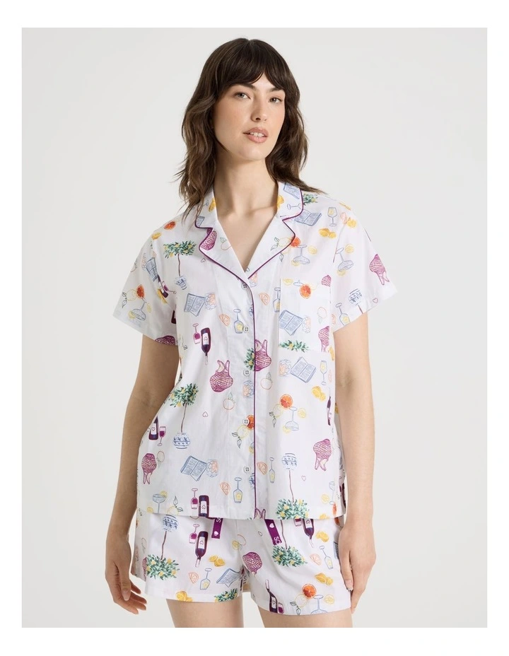 Cotton Woven Short Sleeve Short Pant Pyjama Set in Novelty Summer image 7