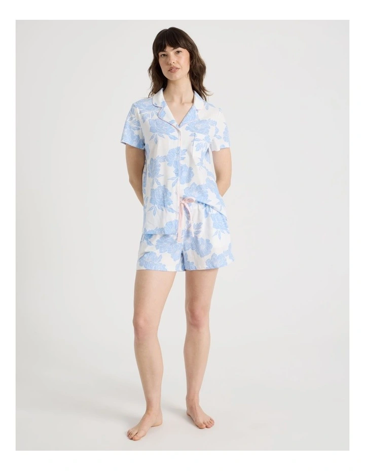 Relaxed Knit Pyjama Set in Blue Floral image 2