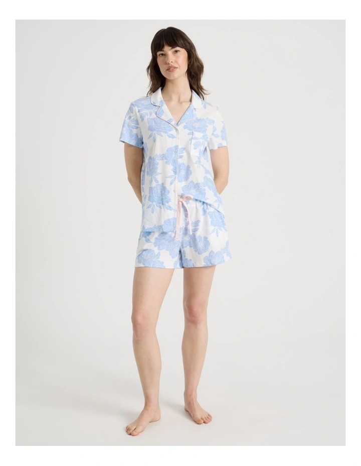 Relaxed Knit Pyjama Set in Blue Floral image 2