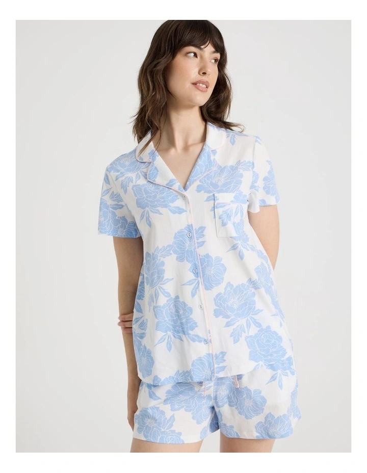 Relaxed Knit Pyjama Set in Blue Floral image 4