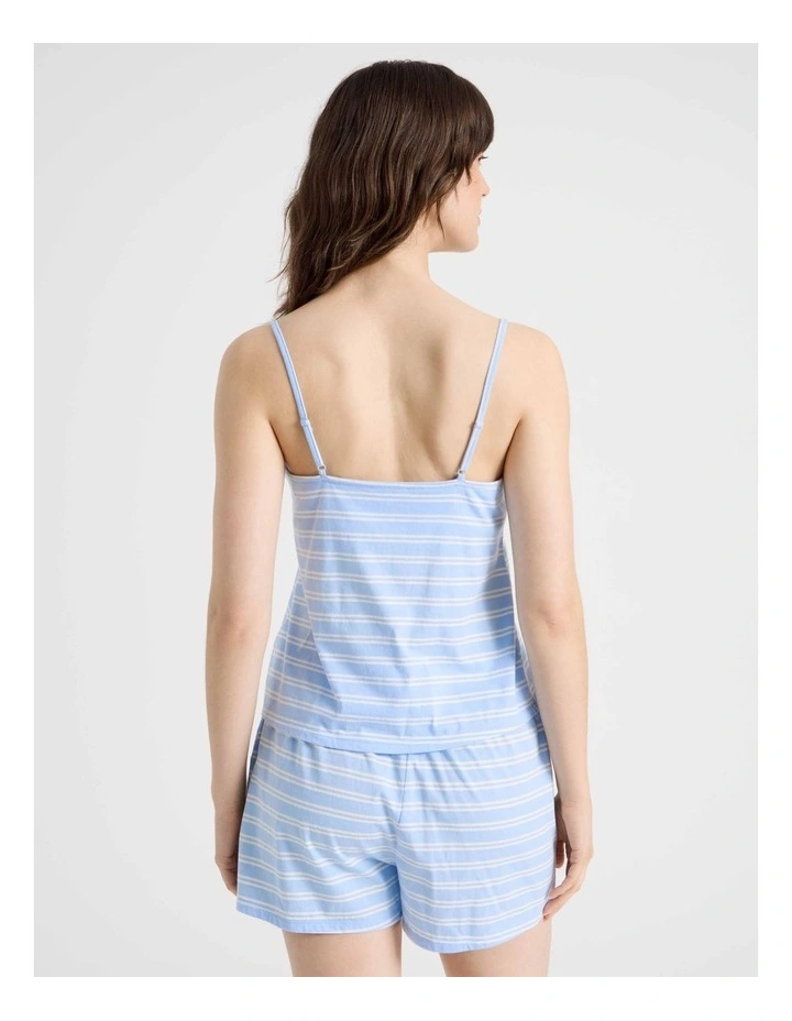 Cotton Jersey Cami Boxer Set in Blue Stripe image 5
