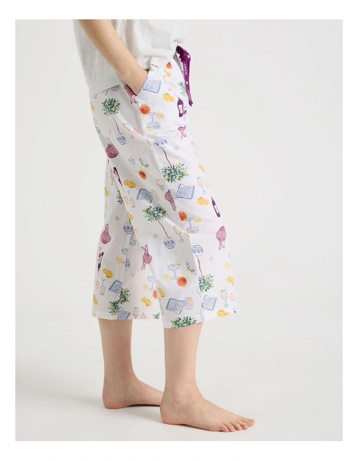Cotton Knit V-Neck 3/4 Pyjama Set in Grey Novelty image 3
