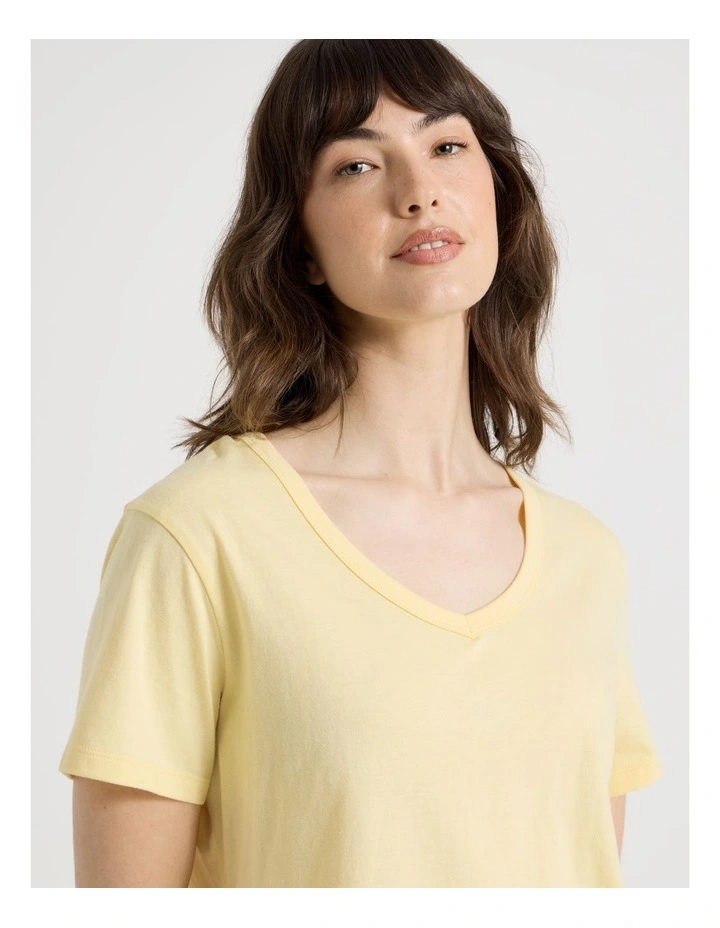 Cotton Knit V-Neck 3/4 Pyjama Set in Lemon Floral image 3