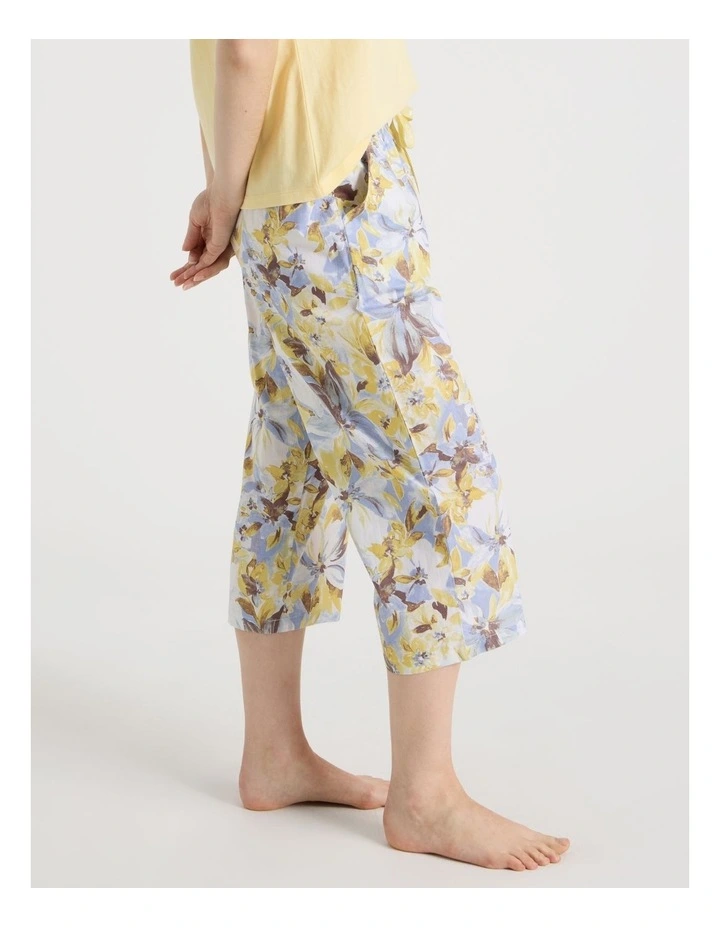 Cotton Knit V-Neck 3/4 Pyjama Set in Lemon Floral image 7