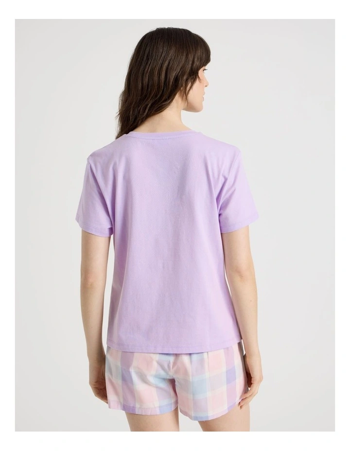 Cotton Knit Short Sleeve Pyjama Set in Pastel Check image 6