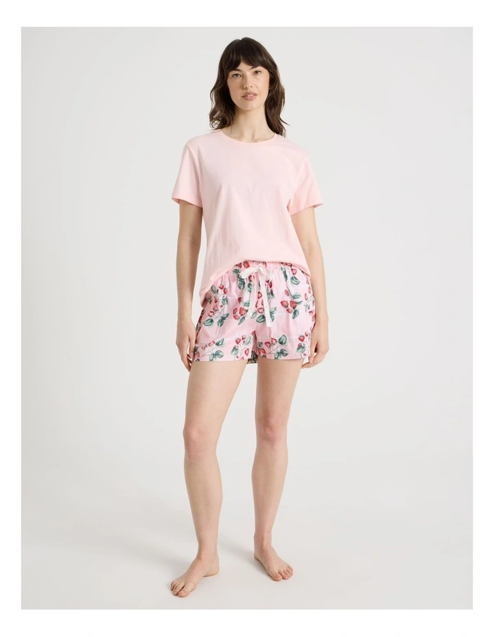 Cotton Knit Short Sleeve Pyjama Set in Strawberries image 2