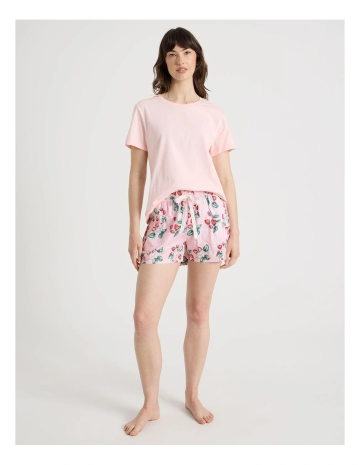 Cotton Knit Short Sleeve Pyjama Set in Strawberries image 2