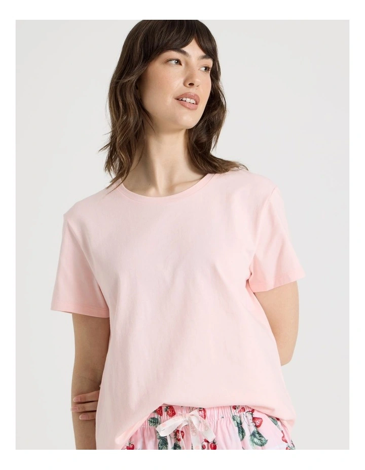 Cotton Knit Short Sleeve Pyjama Set in Strawberries image 3
