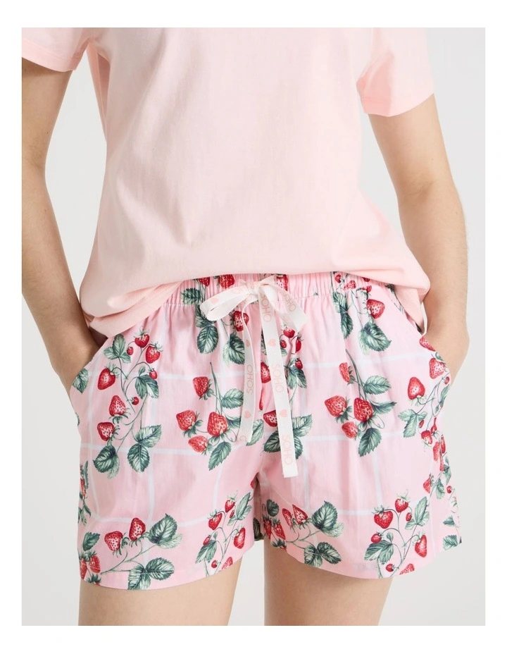 Cotton Knit Short Sleeve Pyjama Set in Strawberries image 4