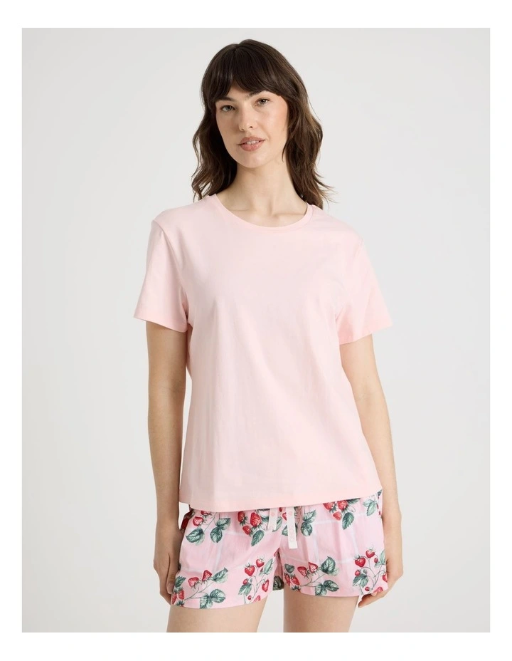 Cotton Knit Short Sleeve Pyjama Set in Strawberries image 5