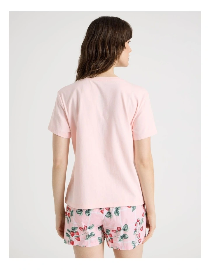Cotton Knit Short Sleeve Pyjama Set in Strawberries image 6