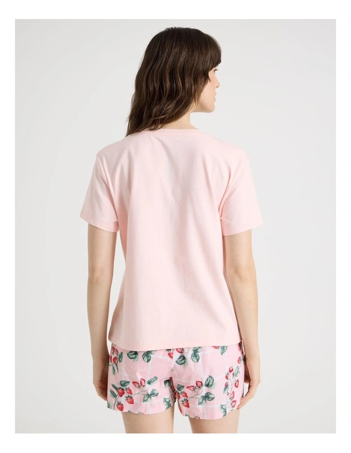 Cotton Knit Short Sleeve Pyjama Set in Strawberries image 6