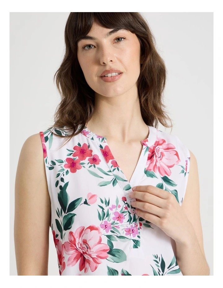 Woven Viscose Short Sleeve Long Pant Pyjama Set in Painted Floral image 2