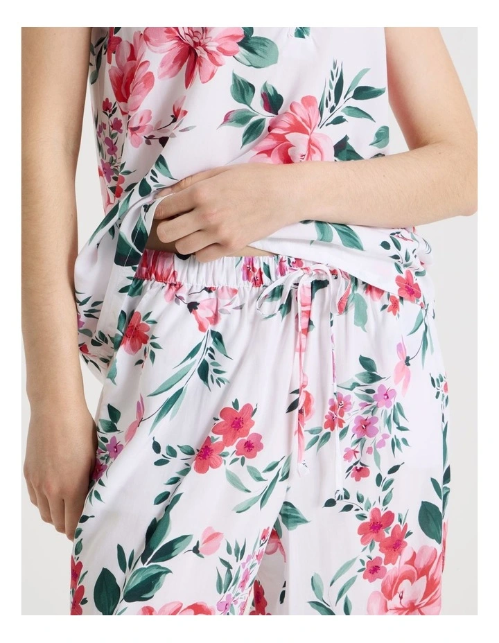 Woven Viscose Short Sleeve Long Pant Pyjama Set in Painted Floral image 4