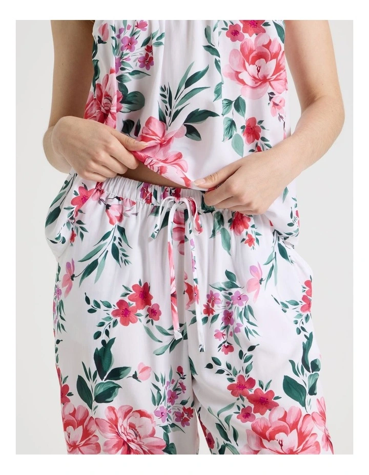 Woven Viscose Cami 3/4 PJ Set in Painted Floral image 4