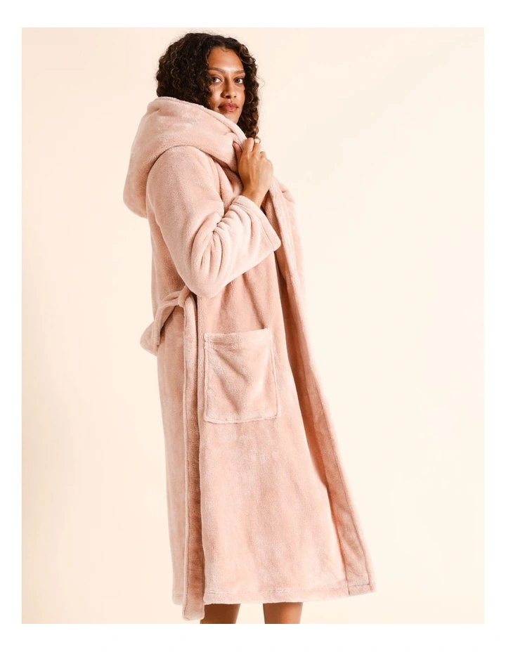 Fleece Hooded Robe in Rose Dust image 3