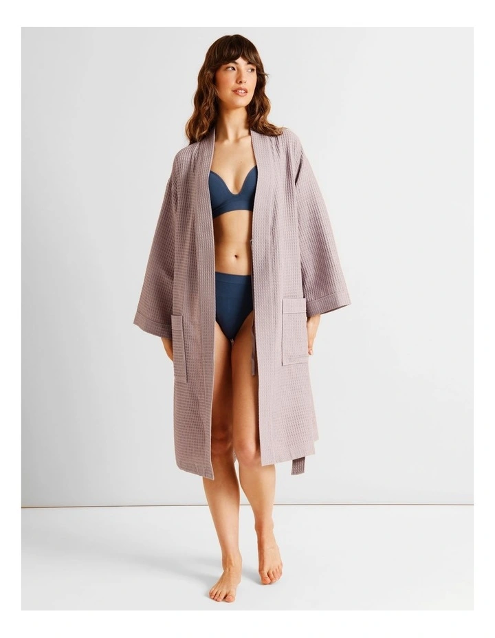 Oversized Waffle Robe in Grey image 1