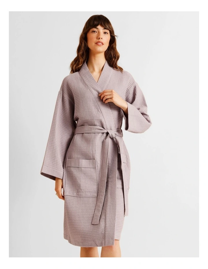 Oversized Waffle Robe in Grey image 2