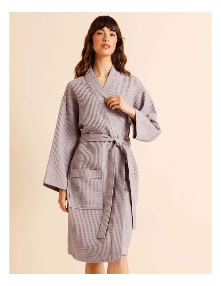 Oversized Waffle Robe in Grey image 2
