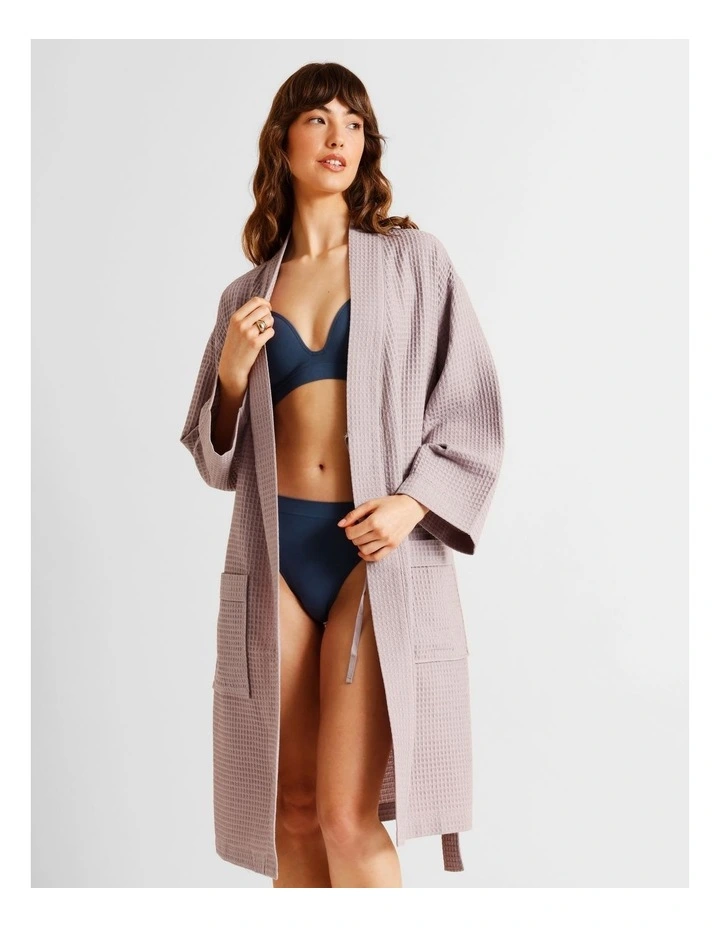Oversized Waffle Robe in Grey image 3