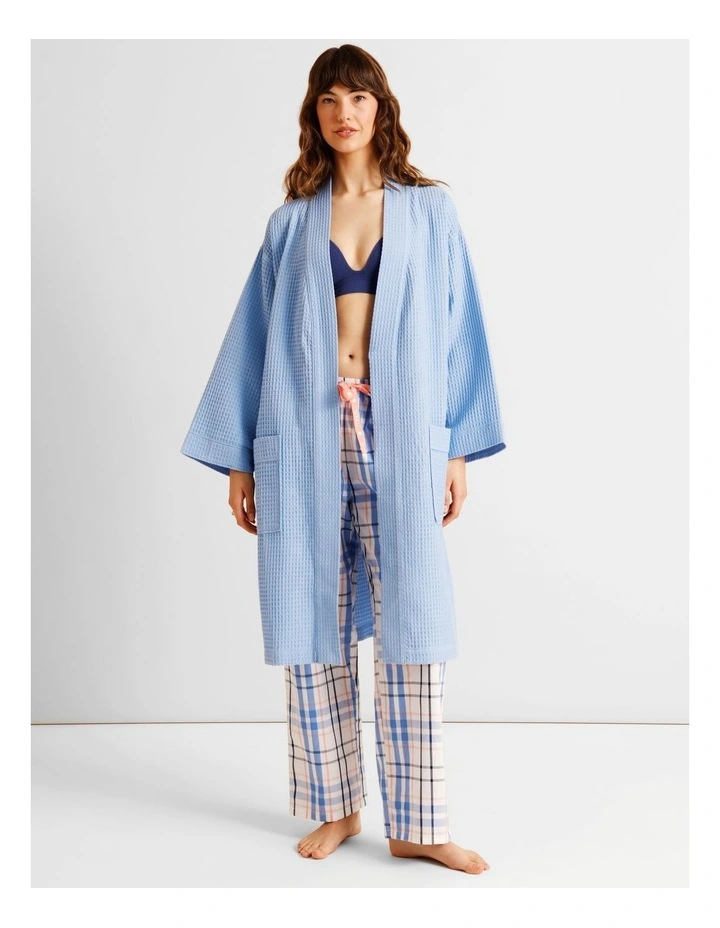 Oversized Waffle Robe in Light Blue image 1