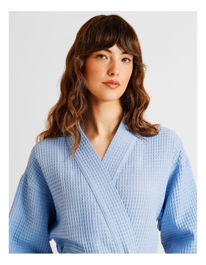 Oversized Waffle Robe in Light Blue image 4