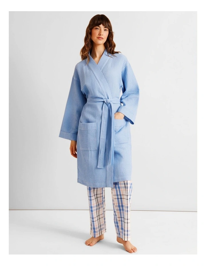 Oversized Waffle Robe in Light Blue image 5