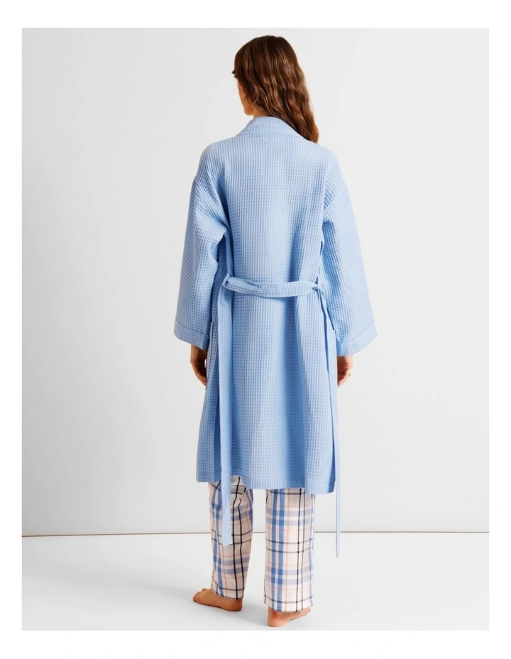 Oversized Waffle Robe in Light Blue image 6