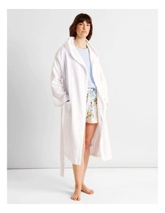 Terry Hooded Robe in White