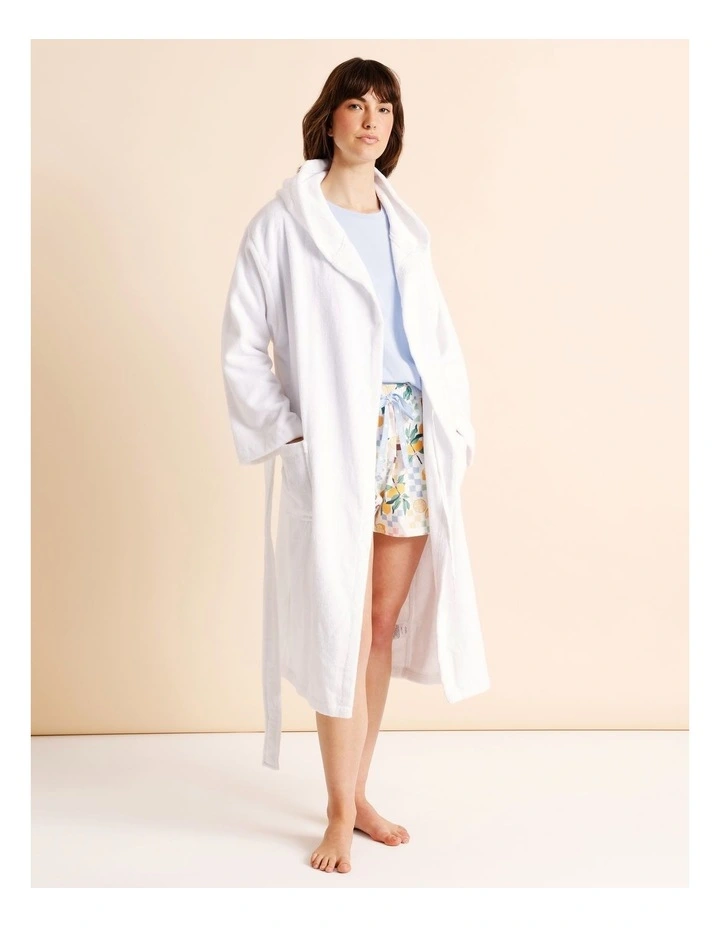Terry Hooded Robe in White image 1