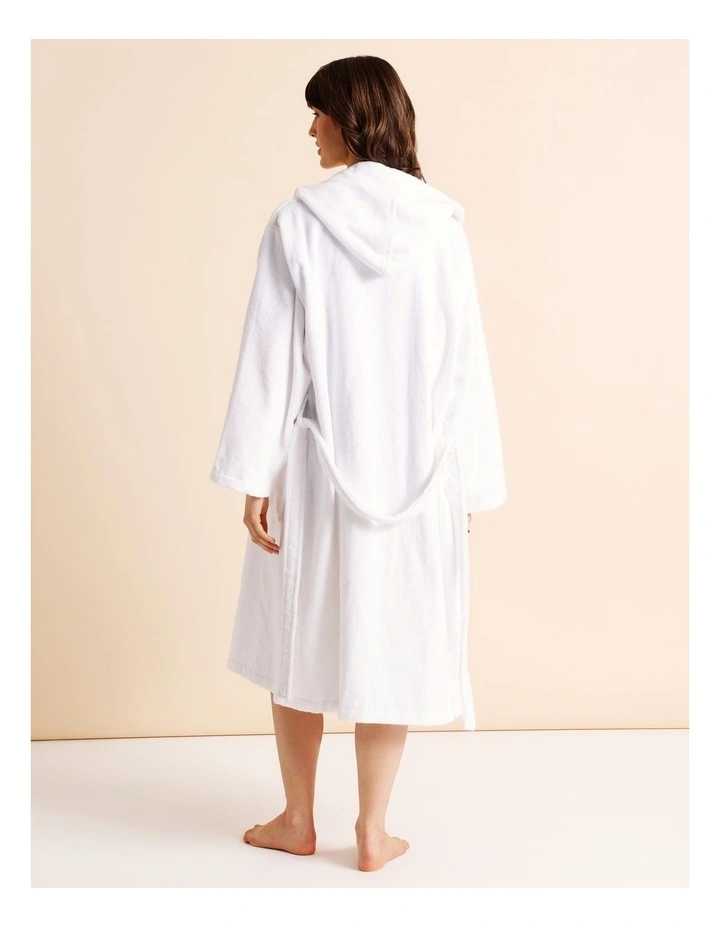 Terry Hooded Robe in White image 5