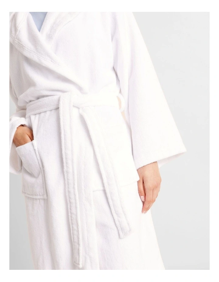 Terry Hooded Robe in White image 6
